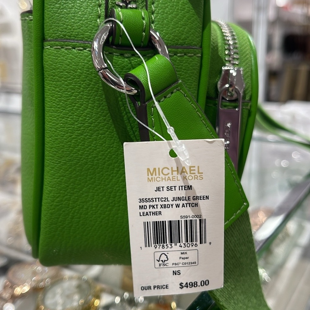 Michael Kors Jet Set Leather Medium Crossbody Bag with Case for Apple Airpods Pr - Picture 10 of 16